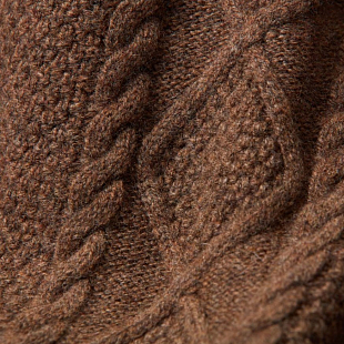 4Картинка Osborne Lambswool Large Cable Crew Neck Tobacco